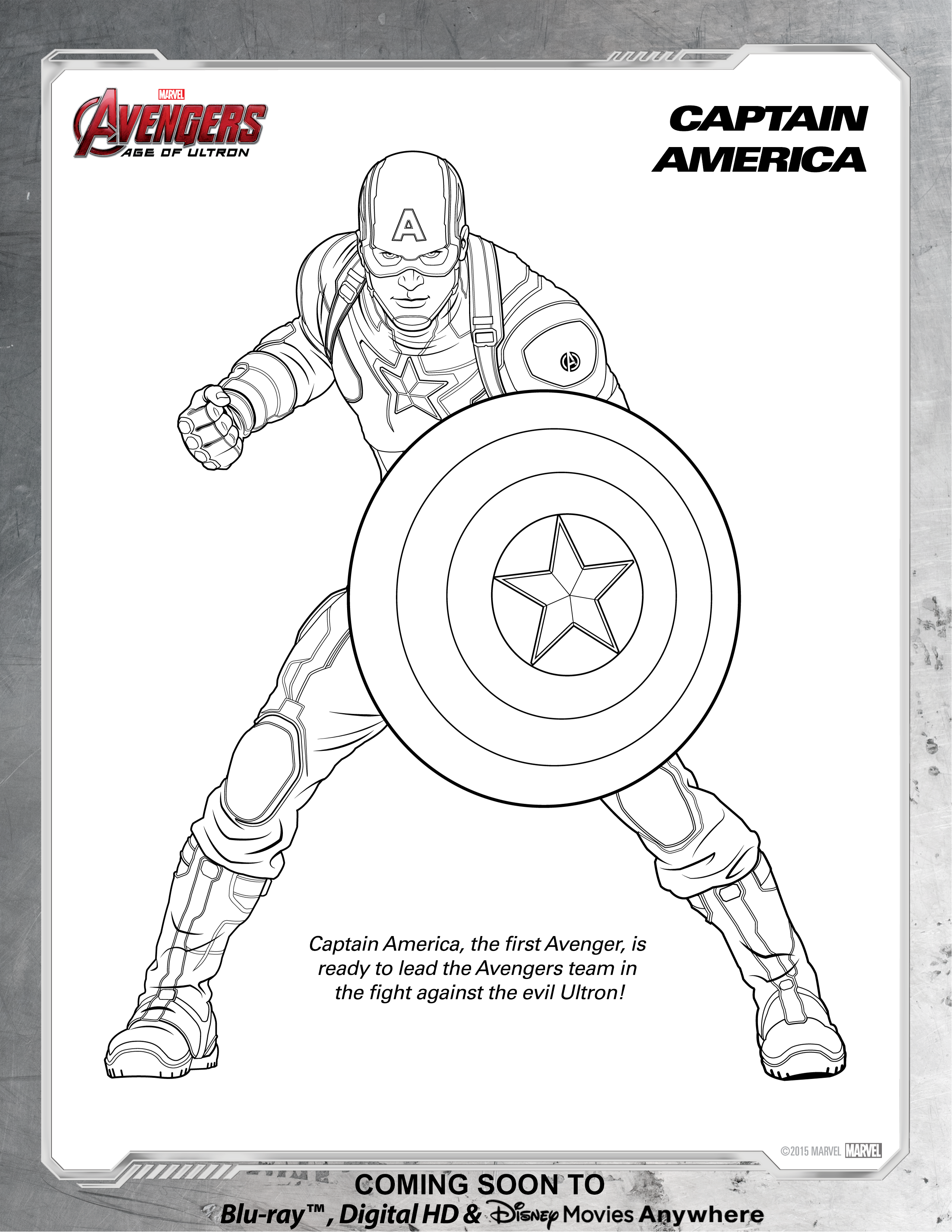 Avengers Captain America Coloring Page Disney Movies